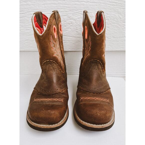 Ariat Girl's Fatbaby Western cowboy boot Powder Brown Size 1 Riding Approved